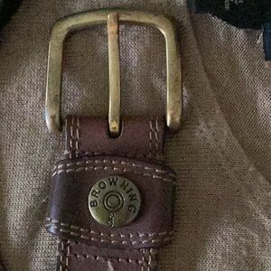🐎 Browning Arms LEATHER Bullet BELT Mens Size 38 Unisex